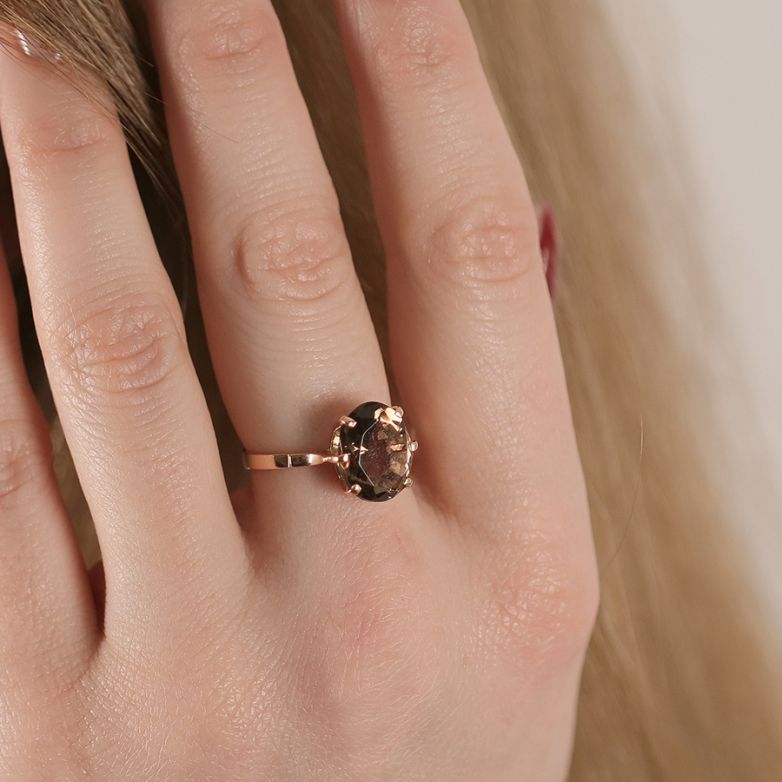 Bague or rose quartz 