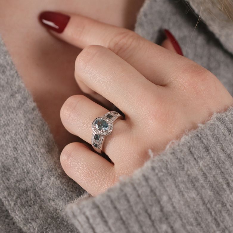 Bague or gris saphir et diamant(s) 