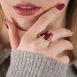 Bague or gris diamant,P.fine grenat