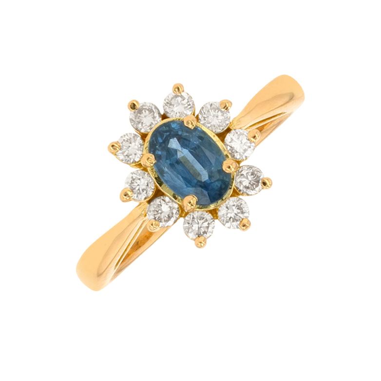 Bague or jaune saphir et diamant(s)