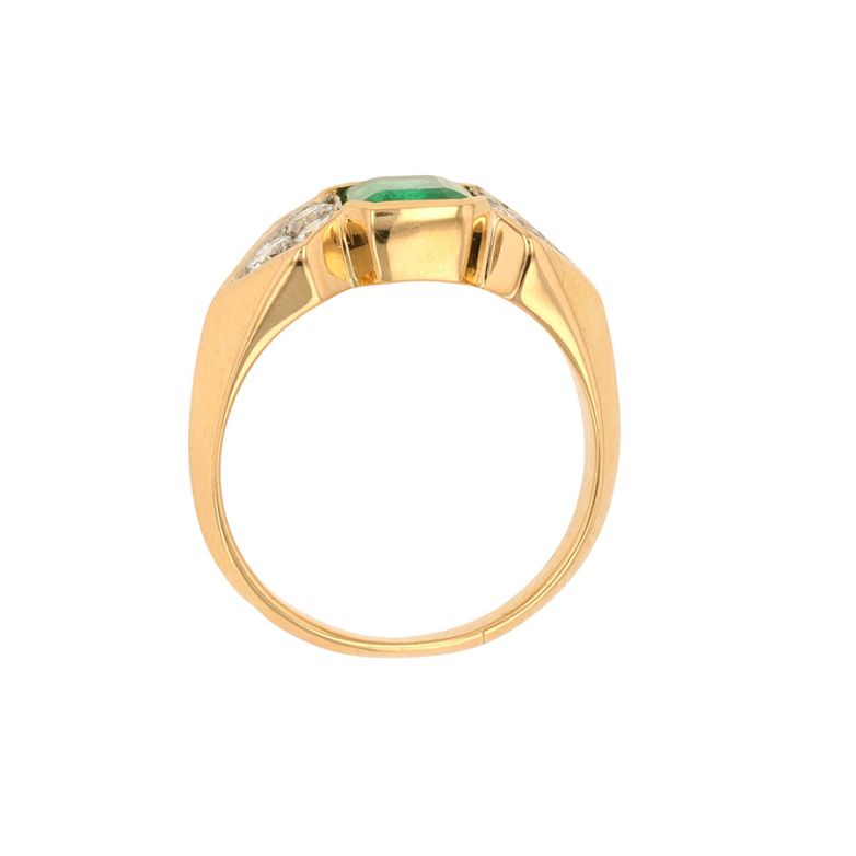 Bague or jaune émeraude et diamant(s) 