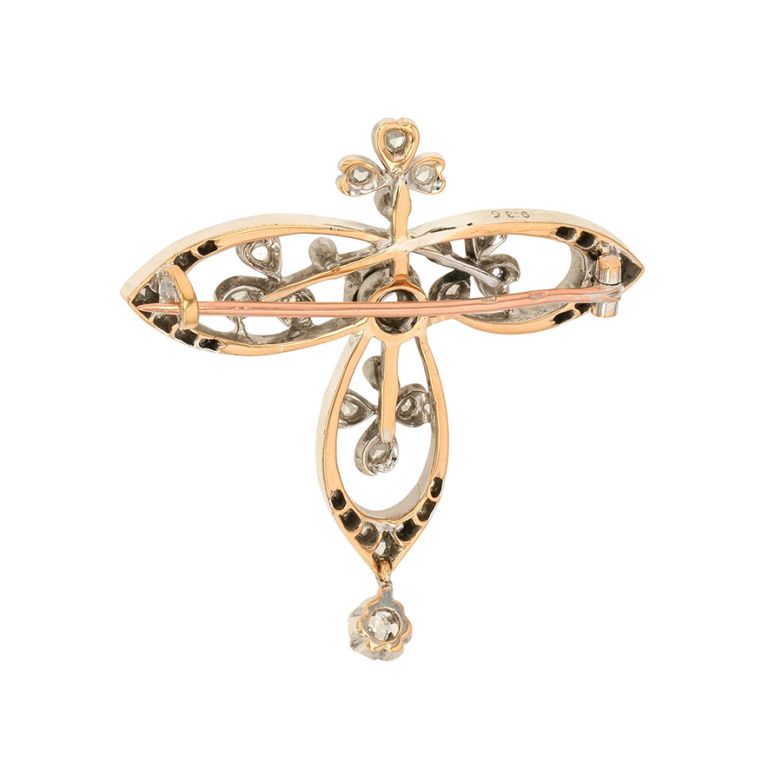 Broche or bicolore diamant(s) t. ancienne 