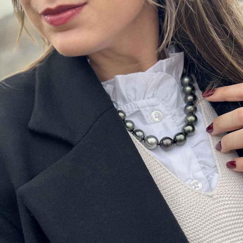 collier perles de culture or gris Perle de Tahiti 