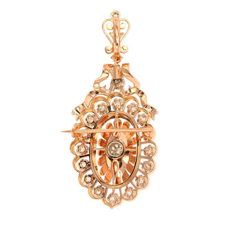 Broche or bicolore diamant(s) t. ancienne