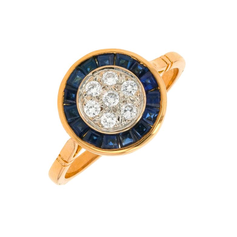 Bague 2 ors saphir et diamant(s) Vintage