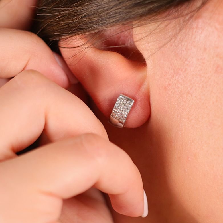 Boucles d'oreilles or gris diamant (s) 
