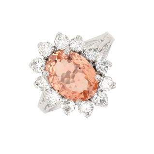 Bague or gris diamant,P.fine tourmaline