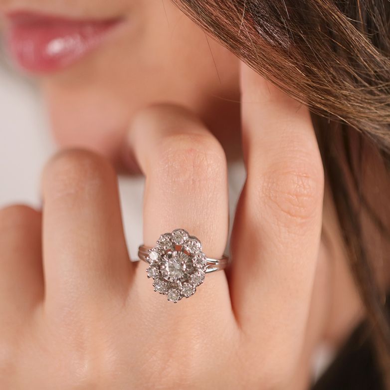 Bague or gris diamant (s) Vintage 