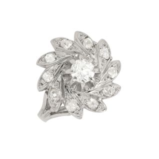 Bague or gris diamant(s) t. ancienne Vintage