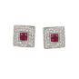 boucle d'oreille or gris diamant rubis