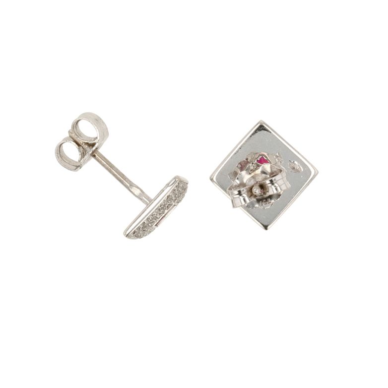 boucle d'oreille or gris diamant rubis 
