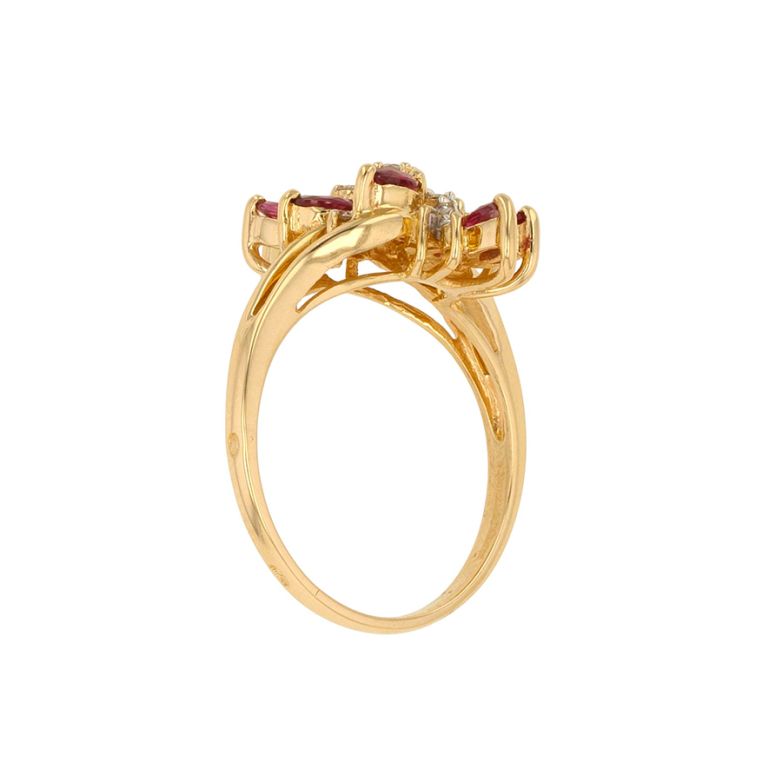 Bague or jaune rubis et diamant(s) 