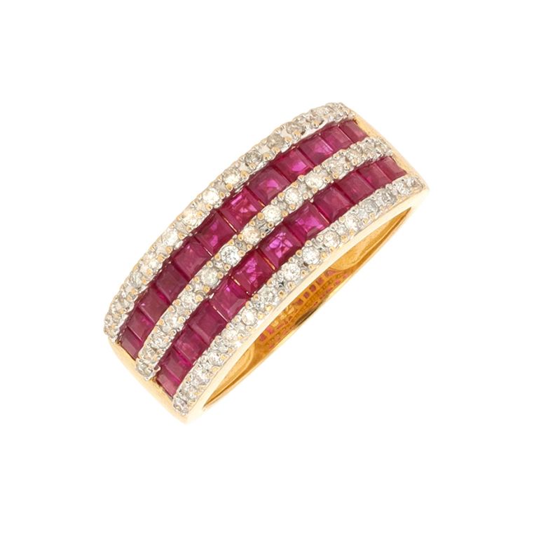 Bague or jaune rubis et diamant(s)