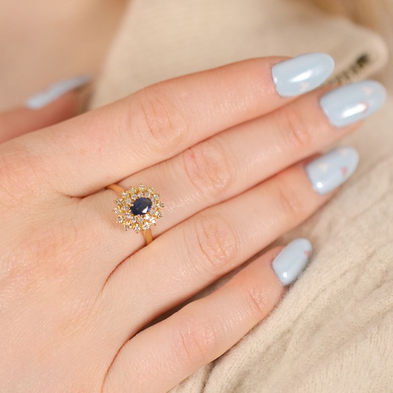 Bague or jaune saphir et diamant(s) 