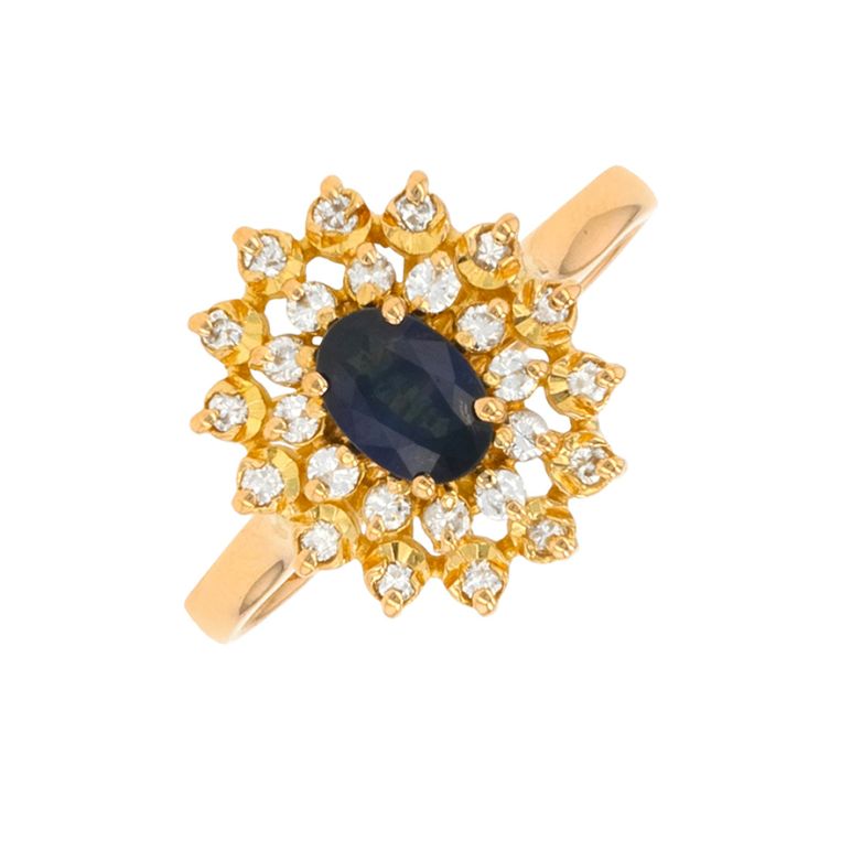 Bague or jaune saphir et diamant(s)