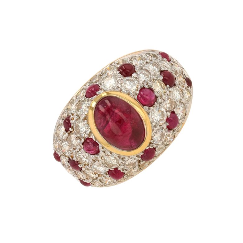Bague or jaune rubis et diamant(s) 