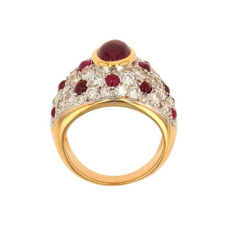 Bague or jaune rubis et diamant(s) 