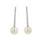 Boucles d'oreilles or gris diamant et perle