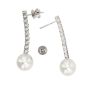 Boucles d'oreilles or gris diamant et perle 
