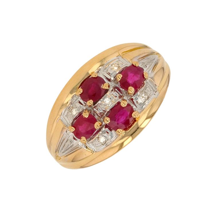 Bague or bicolore rubis et diamant(s) 