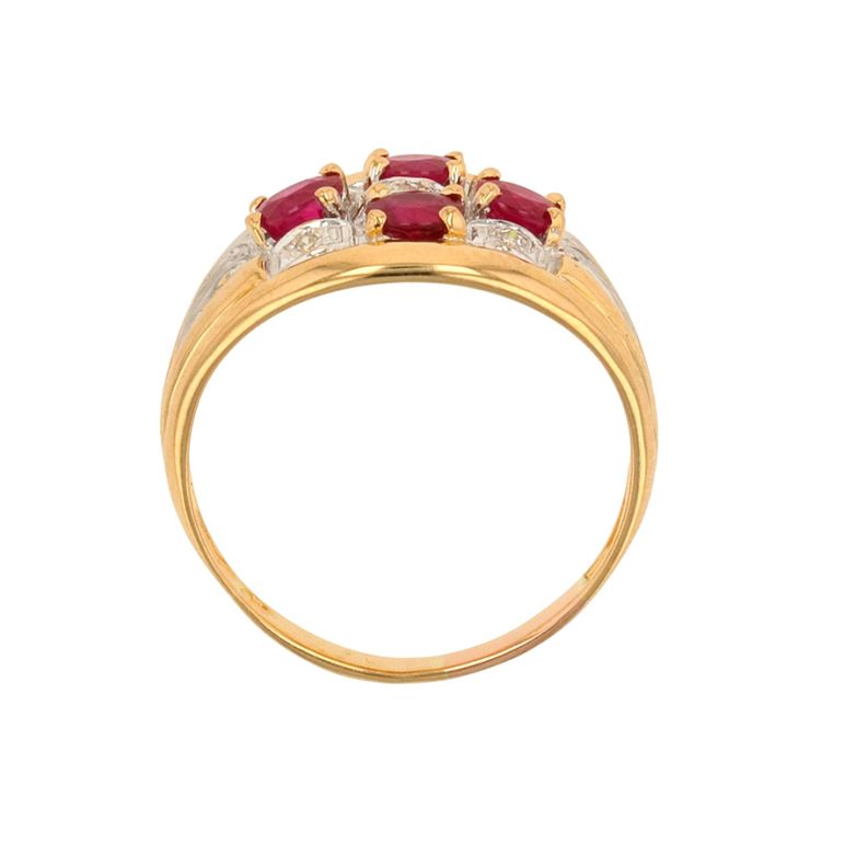Bague or bicolore rubis et diamant(s) 