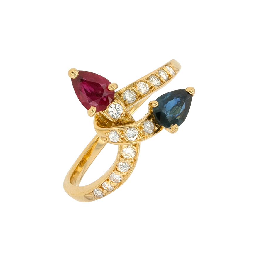 Bague rubis, saphir