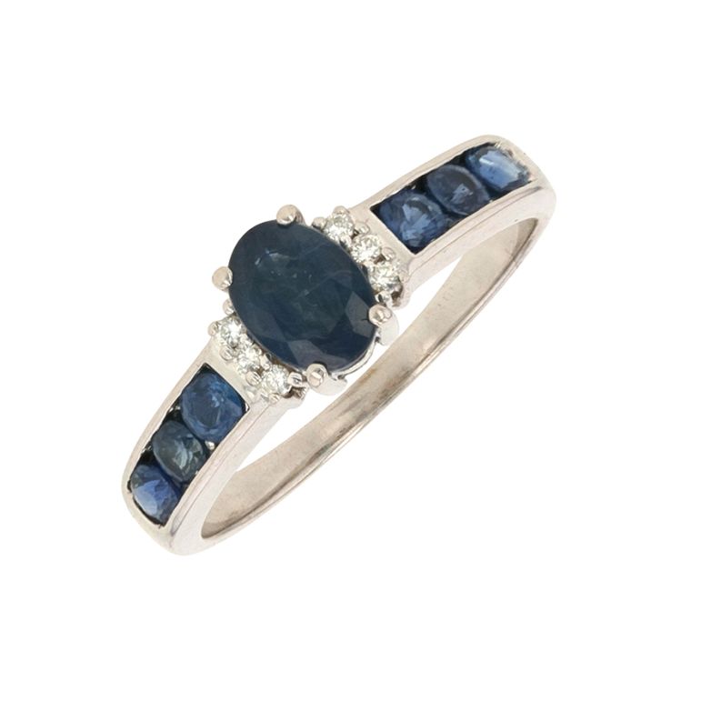 Bague or gris saphir et diamant(s)