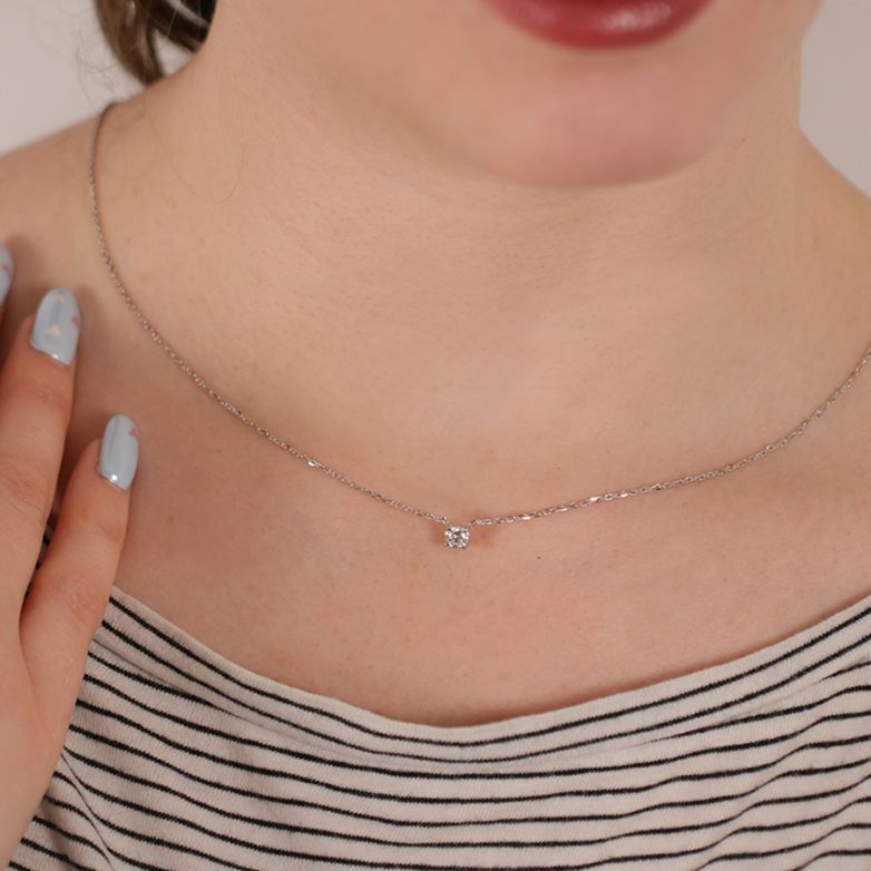 Collier maille forçat or gris diamant (s) 