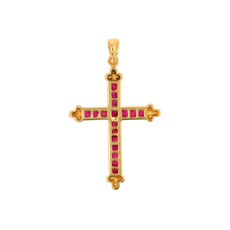 croix or jaune rubis et diamant(s) Rubis de synthèse