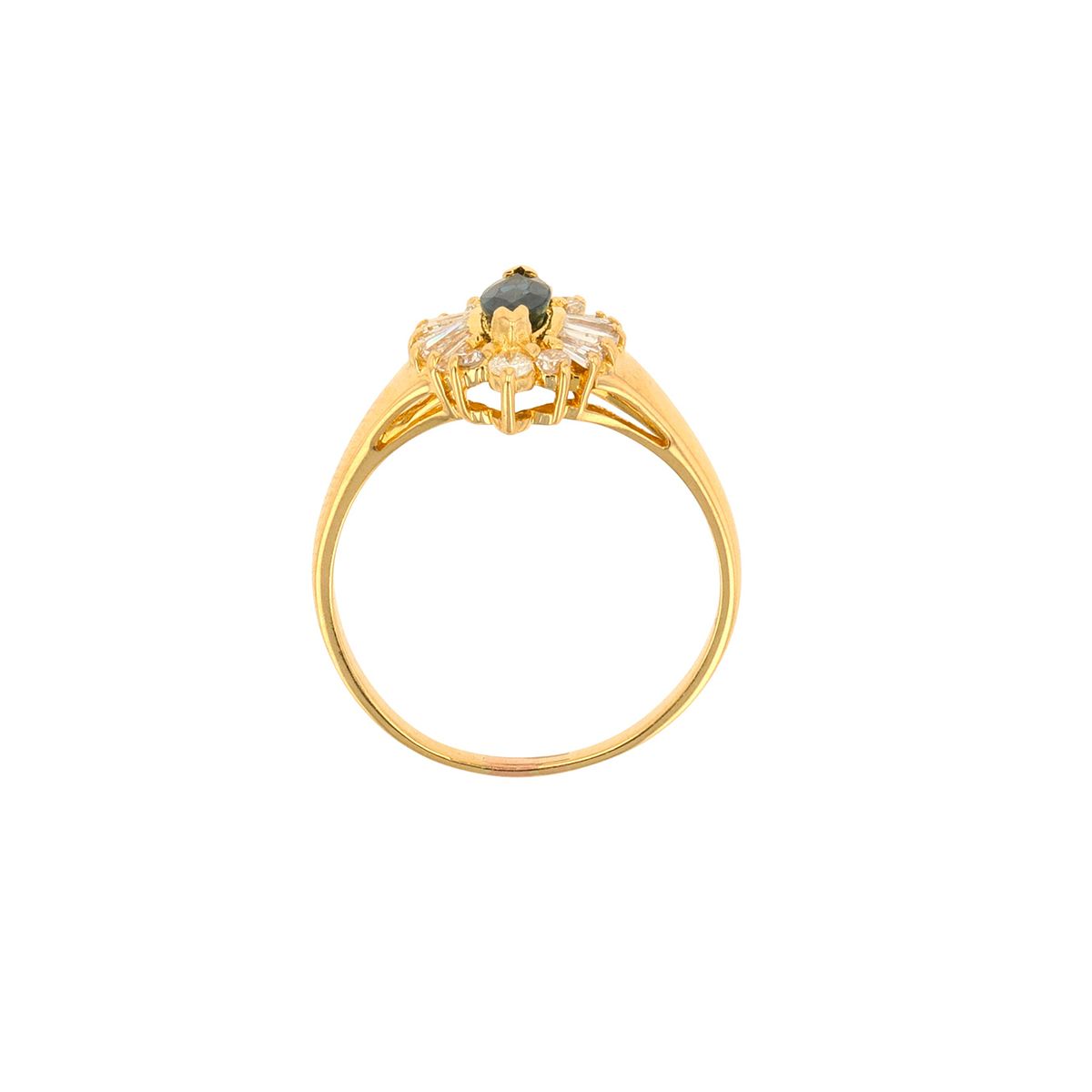 Bague Femme Or Jaune 18k Taille 51/52 Avec Diamants Et Saphirs - Parfait état