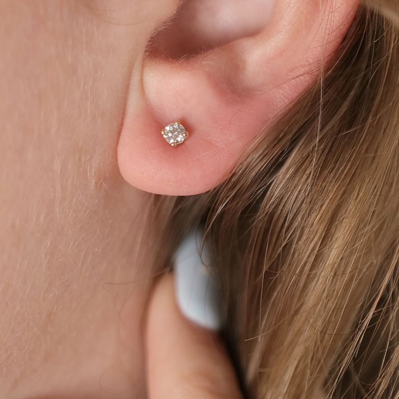 Boucles d'oreilles or jaune diamant (s) 