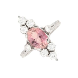 Bague or gris diamant,P.fine Vintage tourmaline