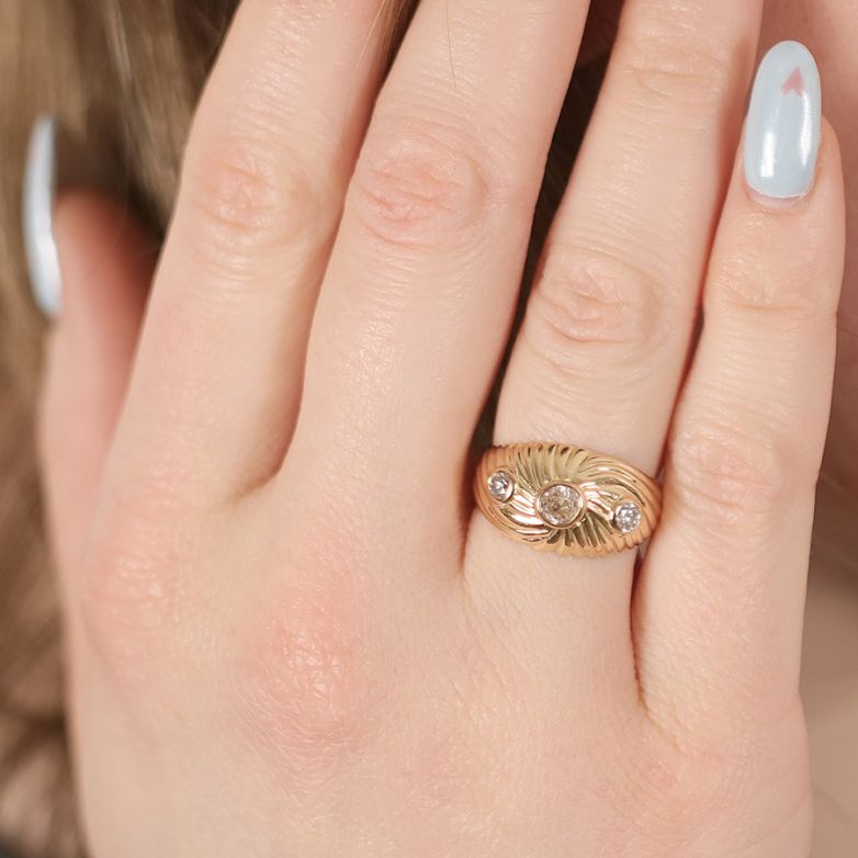 Bague or jaune diamant(s) t. ancienne Vintage 