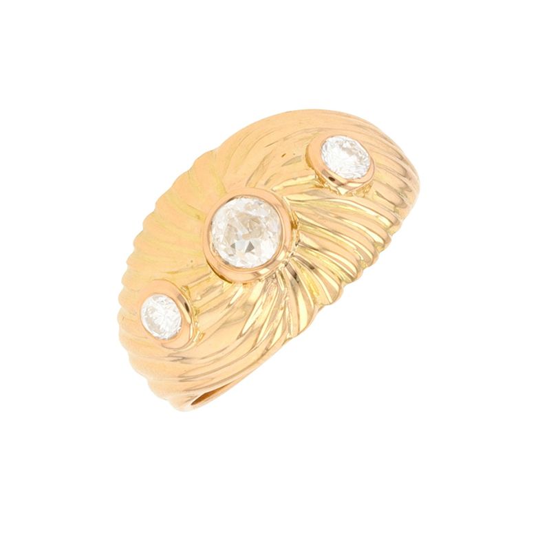 Bague or jaune diamant(s) t. ancienne Vintage
