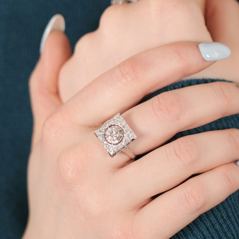 Bague vintage diamants 1.63...
