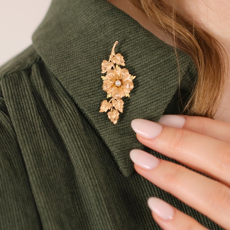 Broche fleur vintage or...