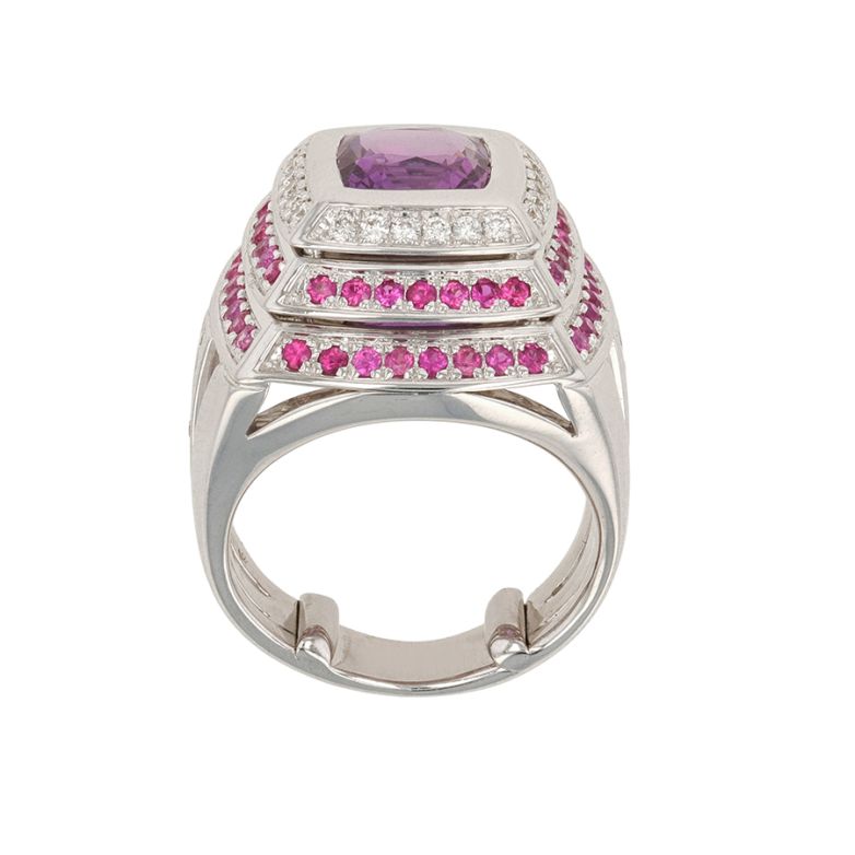 Bague or gris rubis et diamant(s) 