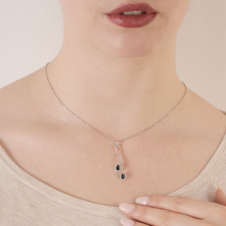 collier or gris saphir et diamant(s) 