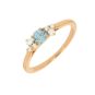 Bague or jaune diamant,P.fine aigue-marine