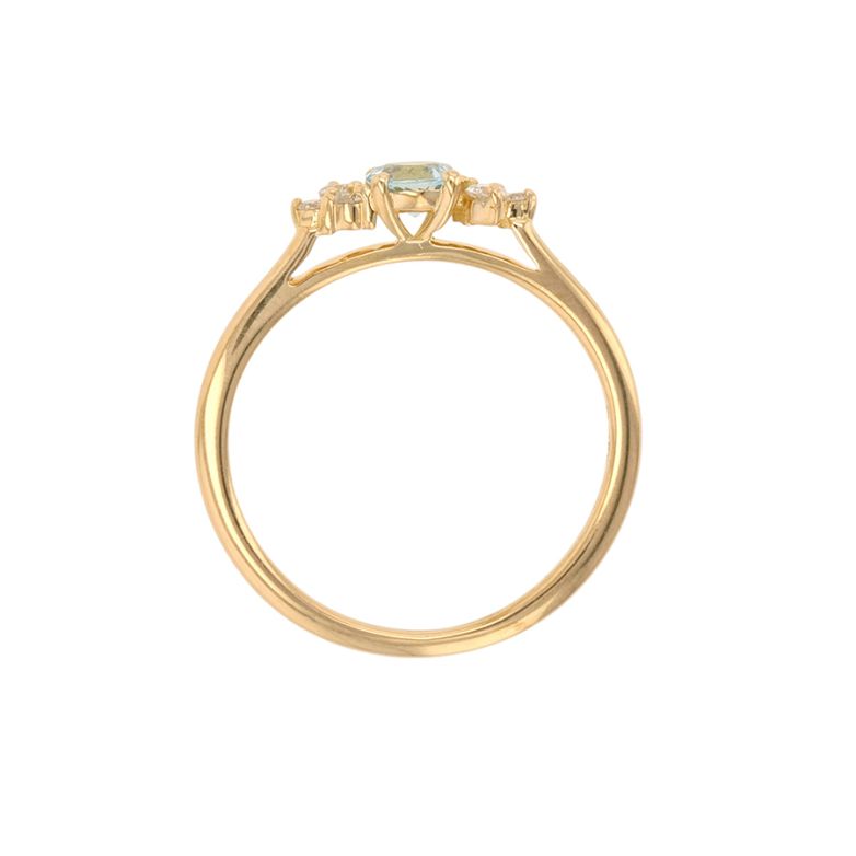 Bague or jaune diamant,P.fine aigue-marine
