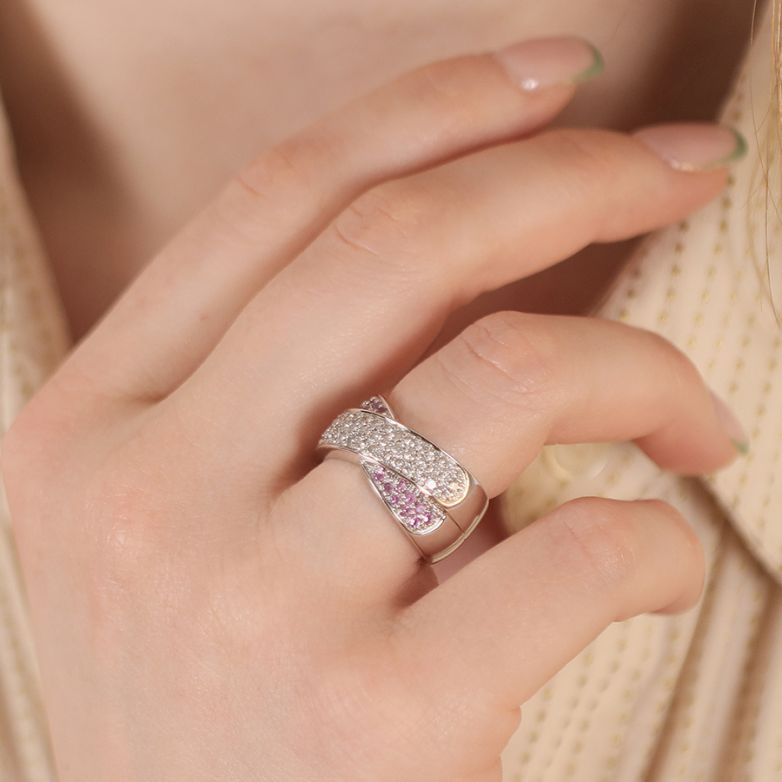 Bague or gris saphir et diamant(s) 