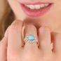 Bague or gris diamant,P.fine Vintage turquoise