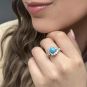 Bague or gris diamant,P.fine Vintage turquoise