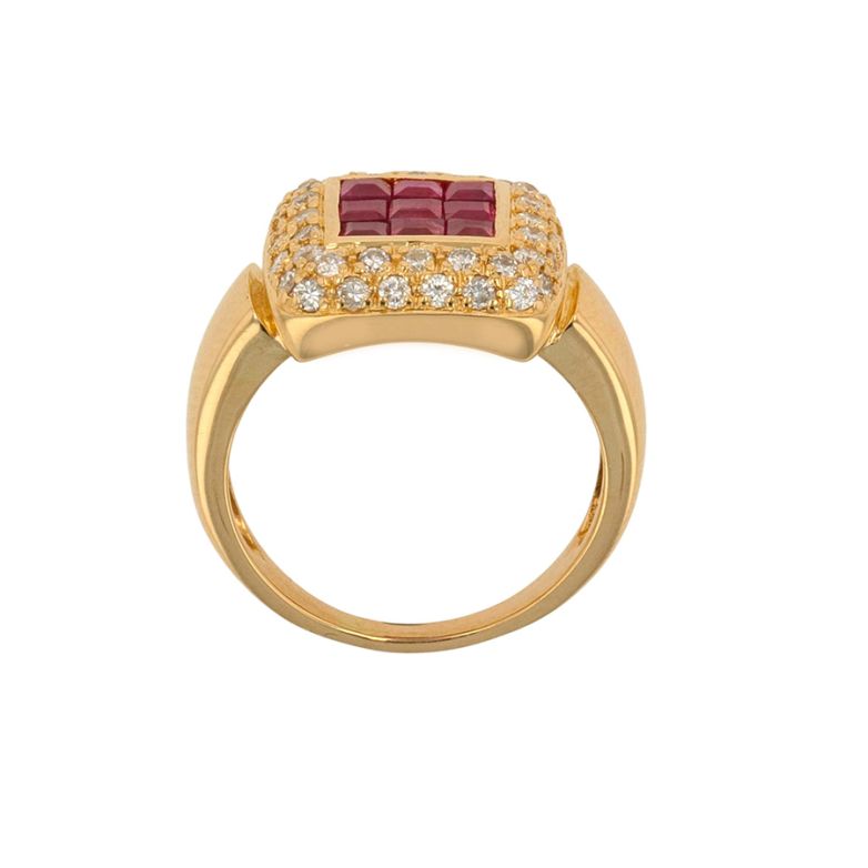 Bague or jaune rubis et diamant(s) 