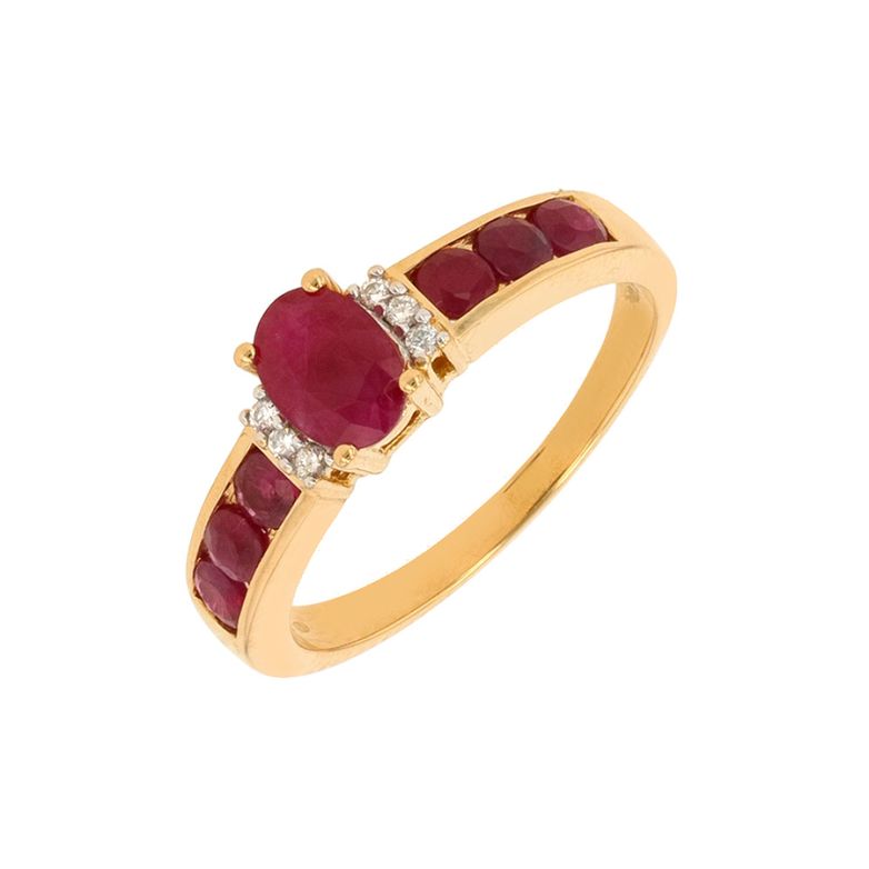 Bague or jaune rubis et diamant(s)