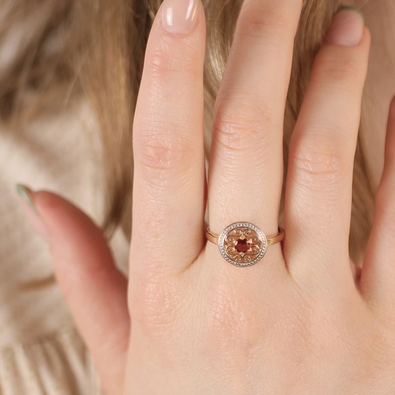 Bague or bicolore Grenats 