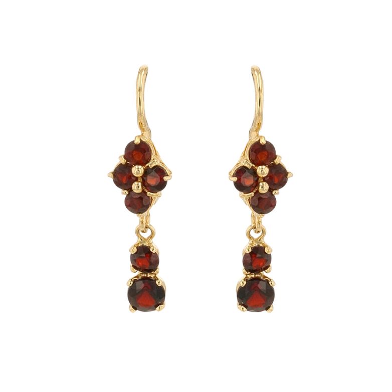 Boucles d'oreilles or jaune Grenats