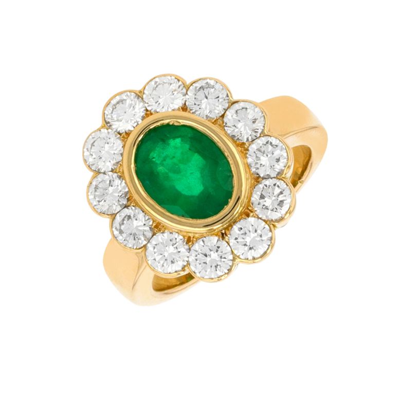 Bague or jaune émeraude et diamant(s)