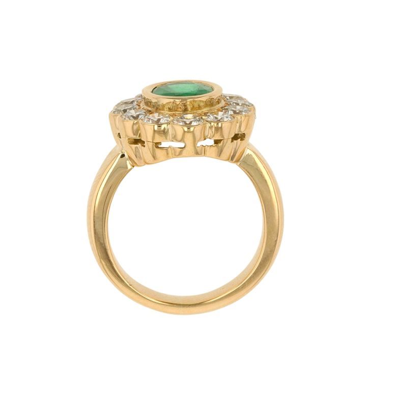 Bague or jaune émeraude et diamant(s) 
