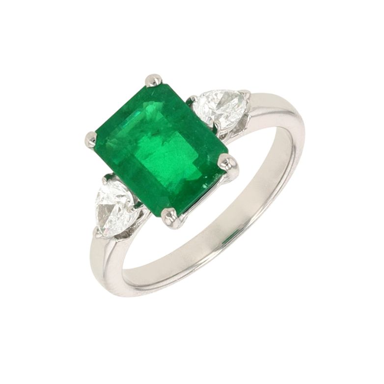 Bague or gris émeraude et diamant(s)